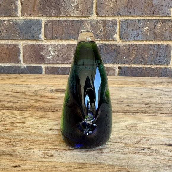 Blue Green Clear Glass Tropical Fish Paperweight Figure 5” Tall Polished Bottom - Picture 3 of 13